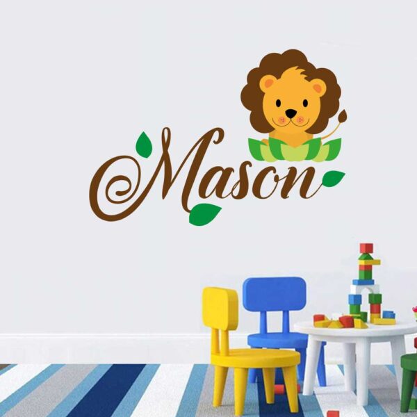 Lion Name and Initial Wall Decal Vinyl Sticker