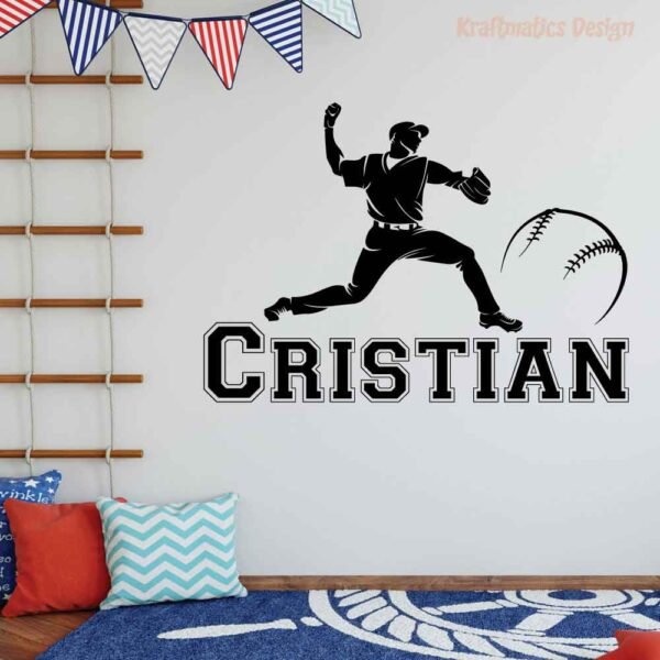 Baseball Player Silhouette Sport Wall Decal Vinyl Sticker