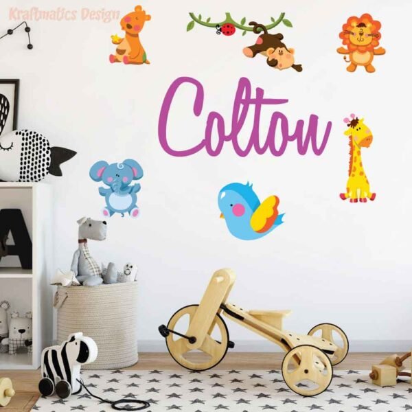 Zoo Animal Nursery Custom Name Wall Decal Vinyl Sticker