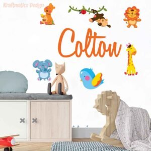 Zoo Animal Nursery Custom Name Wall Decal Vinyl Sticker