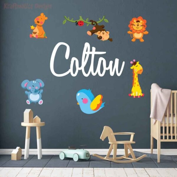 Zoo Animal Nursery Custom Name Wall Decal Vinyl Sticker