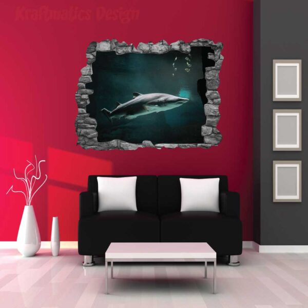 Shark 3D Wall Decal Vinyl Sticker