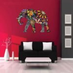 Mandala Red Elephant 3D Art Wall Decal Vinyl Sticker