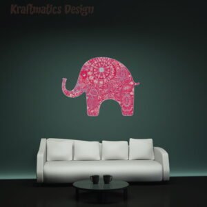 Mandala Red Elephant 3D Art Wall Decal Vinyl Sticker