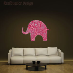Mandala Red Elephant 3D Art Wall Decal Vinyl Sticker