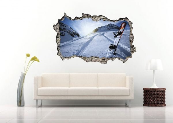 Snowboard in The Mountain 3D Wall Decal Vinyl Sticker