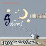 Stars &#038; Clouds Name and Initial Nursery Wall Decal Vinyl Sticker