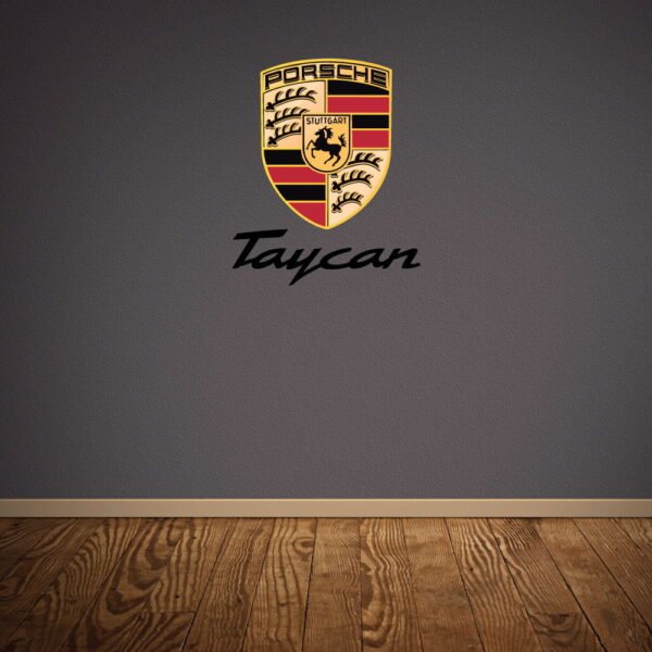 Porsche Taycan Logo Wall Decal Vinyl Sticker - Krafmatics