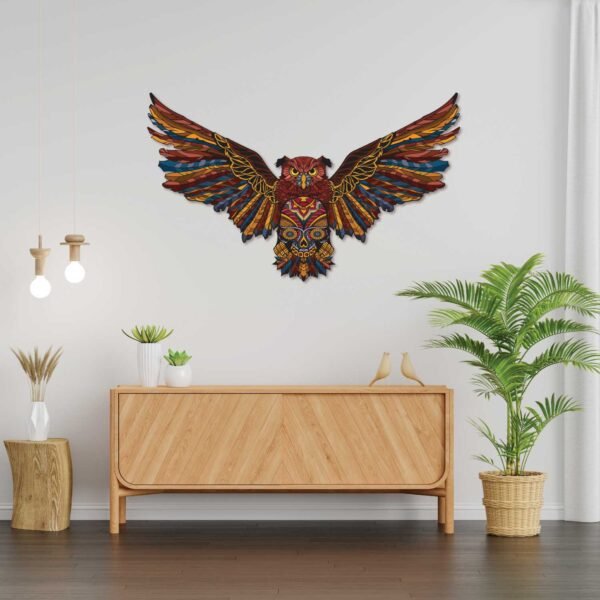 Mandala Owl Open wings 3D Art Wall Decal Vinyl Sticker