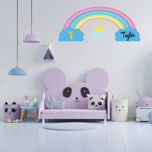 Rainbow Name and Initial Wall Decal Vinyl Sticker