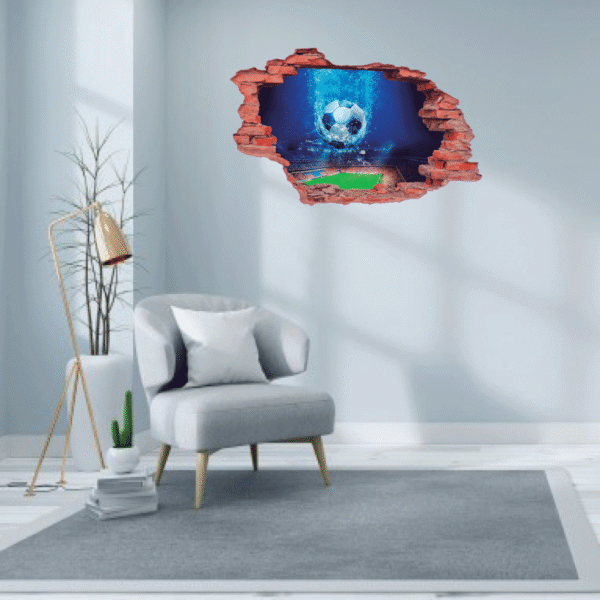 Soccer Ball &#038;  Field 3D Wall Decal Vinyl Sticker