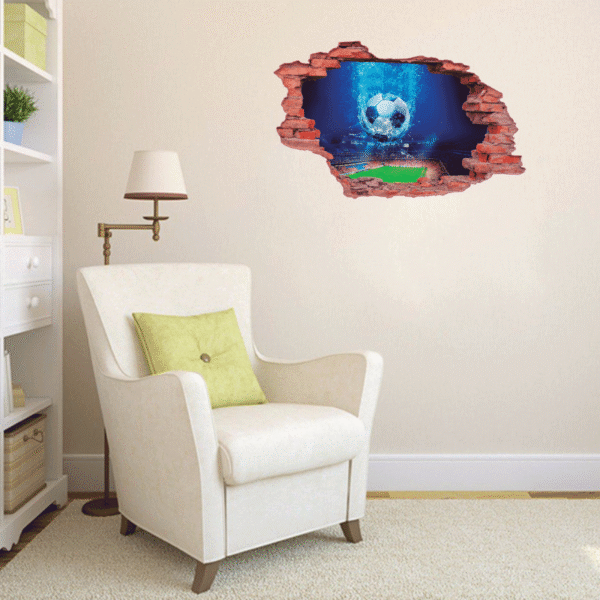 Soccer Ball &#038;  Field 3D Wall Decal Vinyl Sticker