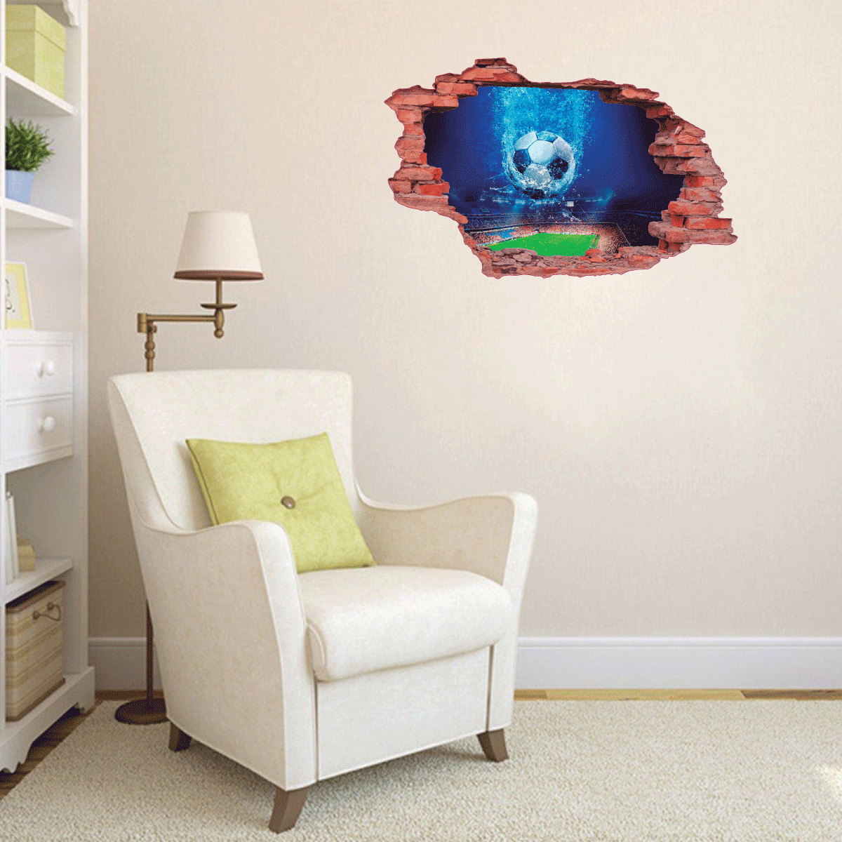 Decor for the room wall, 3D sticker - soccer ball 
