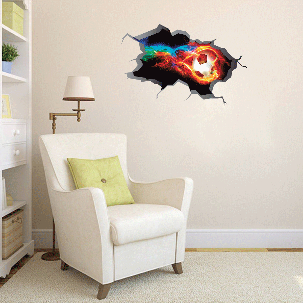 Decor for the room wall, 3D sticker - soccer ball 