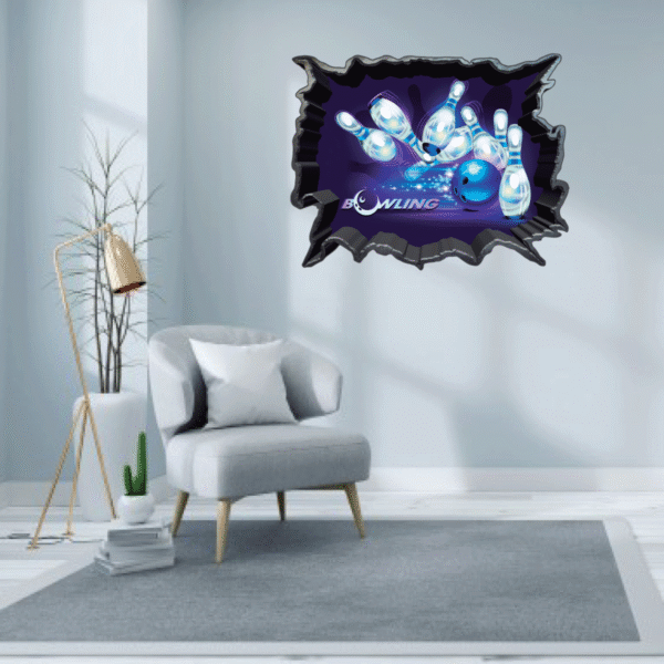 Bowling Alley Pin 3D Wall Decal Vinyl Sticker
