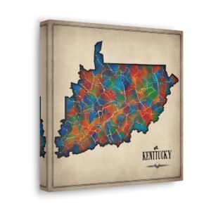 Kentucky Canvas Gallery Wraps &#8211; Kentucky Home Office Bedroom Living Room Wall Decor Canvas Art &#8211; Housewarming Gifts &#8211; KY New Home Gifts
