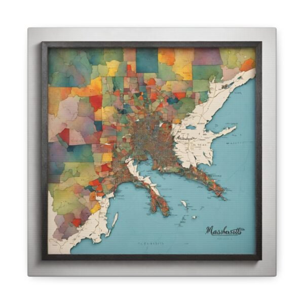 Massachusetts Canvas Gallery Wraps &#8211; Massachusetts Office Living Room Home Wall Decor Canvas Art &#8211; Housewarming Gifts &#8211; MA New Home Gifts