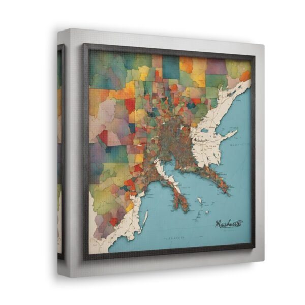 Massachusetts Canvas Gallery Wraps &#8211; Massachusetts Office Living Room Home Wall Decor Canvas Art &#8211; Housewarming Gifts &#8211; MA New Home Gifts