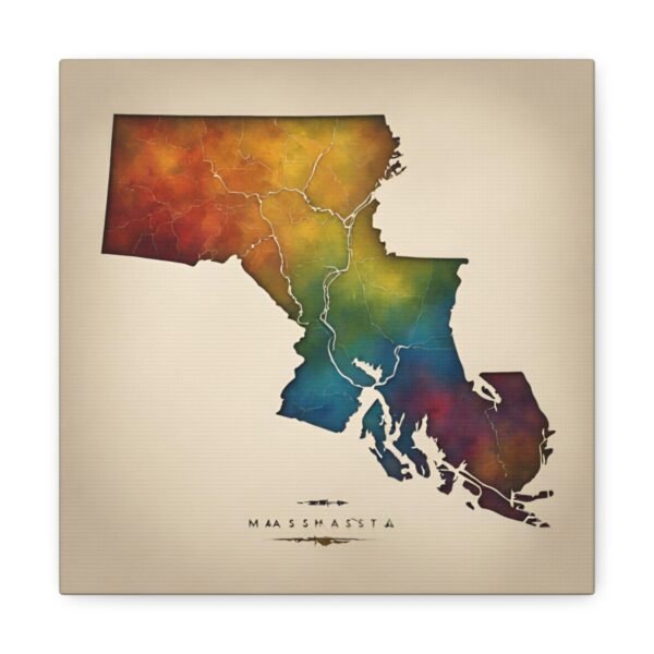 Massachusetts Canvas Gallery Wraps &#8211; Massachusetts Home Office Living Room Wall Decor Canvas Art &#8211; Housewarming Gifts &#8211; MA New Home Gifts