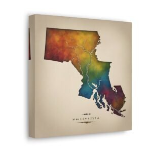 Massachusetts Canvas Gallery Wraps &#8211; Massachusetts Home Office Living Room Wall Decor Canvas Art &#8211; Housewarming Gifts &#8211; MA New Home Gifts
