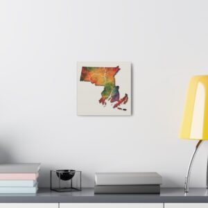 Massachusetts Canvas Gallery Wraps &#8211; Massachusetts Living Room Home Office Wall Decor Canvas Art &#8211; Housewarming Gifts &#8211; MA New Home Gifts