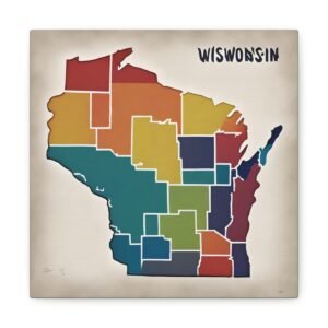 Wisconsin Canvas Gallery Wraps &#8211; Wisconsin Office Living Room Wall Decor Bedroom Home Canvas Art &#8211; Housewarming Gifts &#8211; WI New Home Gifts