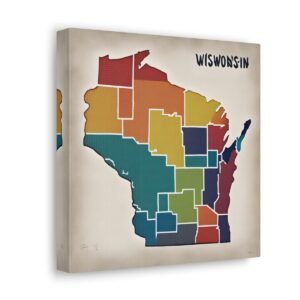 Wisconsin Canvas Gallery Wraps &#8211; Wisconsin Office Living Room Wall Decor Bedroom Home Canvas Art &#8211; Housewarming Gifts &#8211; WI New Home Gifts