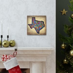 Texas Canvas Gallery Wraps &#8211; Texas Office Bedroom Living Room Wall Decor Home Bedroom Canvas Art &#8211; Housewarming Gifts &#8211; TX New Home Gifts