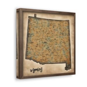 Wyoming Canvas Gallery Wraps &#8211; Wyoming Bedroom Living Room Office Wall Decor Home Canvas Art &#8211; Housewarming Gifts &#8211; WY New Home Gifts