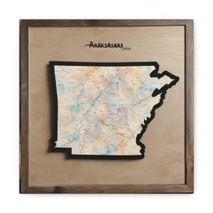 Arkansas Canvas Gallery Wraps &#8211; Arkansas Bedroom Home Office Living Room Wall Decor Canvas Art &#8211; Housewarming Gifts &#8211; AR New Home Gifts