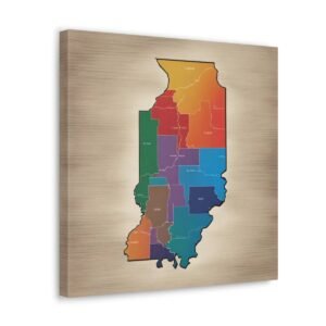 Illinois Canvas Gallery Wraps &#8211; Illinois Bedroom Office Wall Decor Living Room Home Canvas Art &#8211; Housewarming Gifts &#8211; IL New Home Gifts