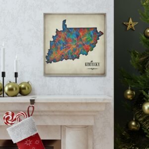 Kentucky Canvas Gallery Wraps &#8211; Kentucky Home Office Bedroom Living Room Wall Decor Canvas Art &#8211; Housewarming Gifts &#8211; KY New Home Gifts