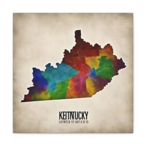 Kentucky Canvas Gallery Wraps &#8211; Kentucky Home Bedroom Living Room Office Wall Decor Canvas Art &#8211; Housewarming Gifts &#8211; KY New Home Gifts