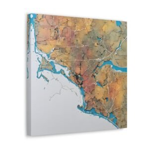 Massachusetts Canvas Gallery Wraps &#8211; Massachusetts Living Room Home Office Wall Decor Canvas Art &#8211; Housewarming Gifts &#8211; MA New Home Gifts
