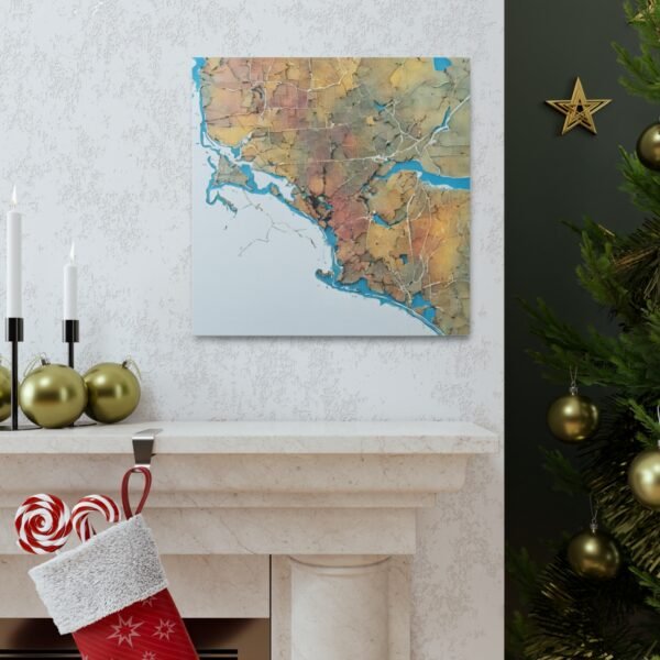 Massachusetts Canvas Gallery Wraps &#8211; Massachusetts Living Room Home Office Wall Decor Canvas Art &#8211; Housewarming Gifts &#8211; MA New Home Gifts