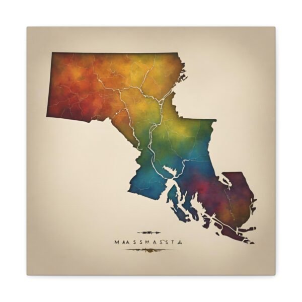 Massachusetts Canvas Gallery Wraps &#8211; Massachusetts Home Office Living Room Wall Decor Canvas Art &#8211; Housewarming Gifts &#8211; MA New Home Gifts