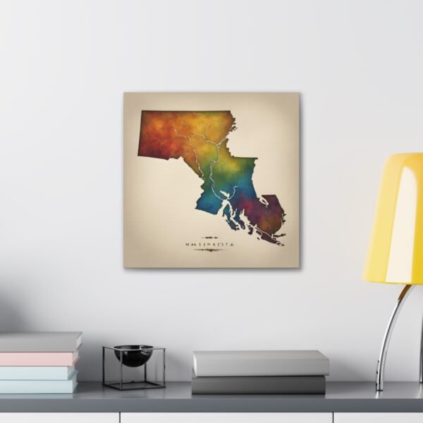 Massachusetts Canvas Gallery Wraps &#8211; Massachusetts Home Office Living Room Wall Decor Canvas Art &#8211; Housewarming Gifts &#8211; MA New Home Gifts