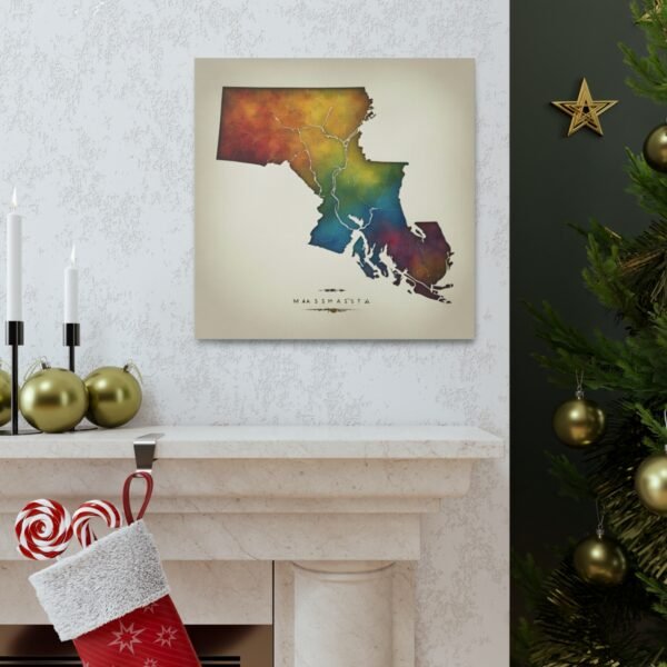 Massachusetts Canvas Gallery Wraps &#8211; Massachusetts Home Office Living Room Wall Decor Canvas Art &#8211; Housewarming Gifts &#8211; MA New Home Gifts