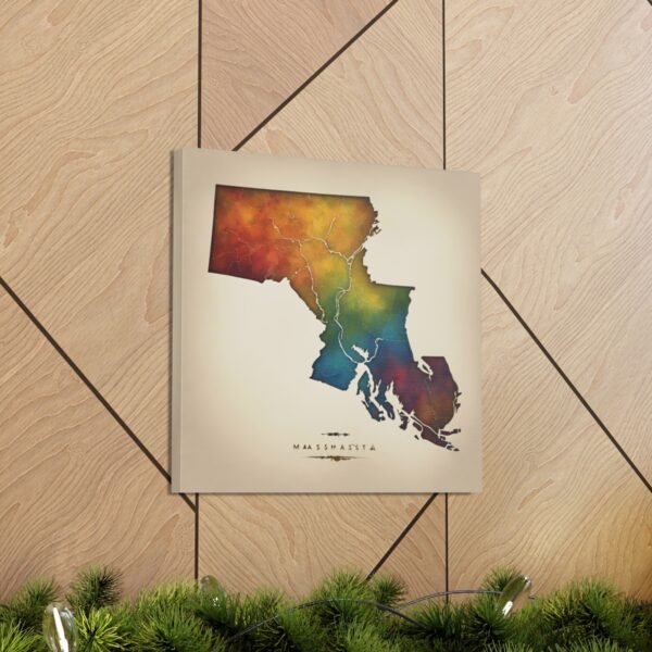 Massachusetts Canvas Gallery Wraps &#8211; Massachusetts Home Office Living Room Wall Decor Canvas Art &#8211; Housewarming Gifts &#8211; MA New Home Gifts