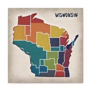 Wisconsin Canvas Gallery Wraps &#8211; Wisconsin Office Living Room Wall Decor Bedroom Home Canvas Art &#8211; Housewarming Gifts &#8211; WI New Home Gifts