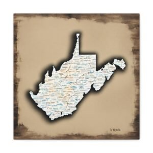 West Virginia Canvas Gallery Wraps &#8211; West Virginia Bedroom Living Room Wall Decor Office  Home Canvas Art &#8211; Housewarming Gifts &#8211; WV Gifts
