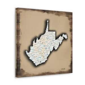 West Virginia Canvas Gallery Wraps &#8211; West Virginia Bedroom Living Room Wall Decor Office  Home Canvas Art &#8211; Housewarming Gifts &#8211; WV Gifts