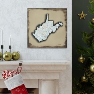 West Virginia Canvas Gallery Wraps &#8211; West Virginia Bedroom Living Room Wall Decor Office  Home Canvas Art &#8211; Housewarming Gifts &#8211; WV Gifts