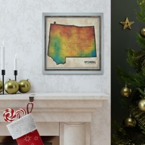 Wyoming Canvas Gallery Wraps &#8211; Wyoming Bedroom Office Living Room Wall Decor Home Canvas Art &#8211; Housewarming Gifts &#8211; WY New Home Gifts