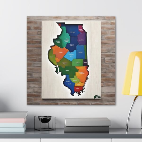 Illinois Canvas Gallery Wraps &#8211; Illinois Office Bedroom Wall Decor Living Room Home Canvas Art &#8211; Housewarming Gifts &#8211; IL New Home Gifts