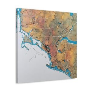 Massachusetts Canvas Gallery Wraps &#8211; Massachusetts Living Room Home Office Wall Decor Canvas Art &#8211; Housewarming Gifts &#8211; MA New Home Gifts