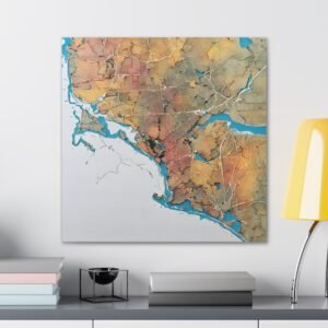 Massachusetts Canvas Gallery Wraps &#8211; Massachusetts Living Room Home Office Wall Decor Canvas Art &#8211; Housewarming Gifts &#8211; MA New Home Gifts