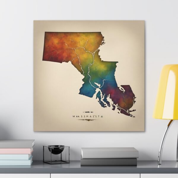 Massachusetts Canvas Gallery Wraps &#8211; Massachusetts Home Office Living Room Wall Decor Canvas Art &#8211; Housewarming Gifts &#8211; MA New Home Gifts