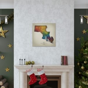 Massachusetts Canvas Gallery Wraps &#8211; Massachusetts Home Office Living Room Wall Decor Canvas Art &#8211; Housewarming Gifts &#8211; MA New Home Gifts