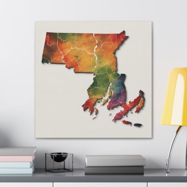 Massachusetts Canvas Gallery Wraps &#8211; Massachusetts Living Room Home Office Wall Decor Canvas Art &#8211; Housewarming Gifts &#8211; MA New Home Gifts